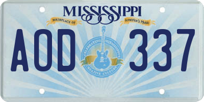 MS license plate AOD337