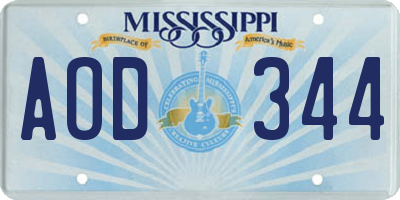 MS license plate AOD344