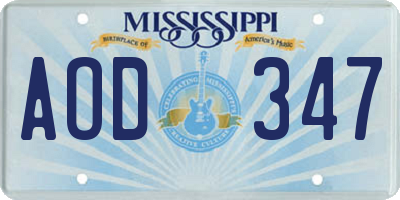 MS license plate AOD347
