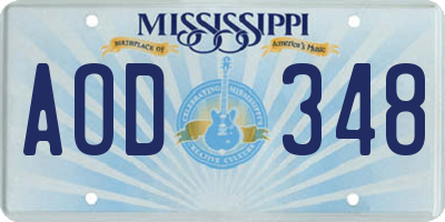MS license plate AOD348