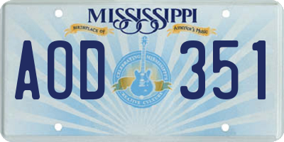 MS license plate AOD351