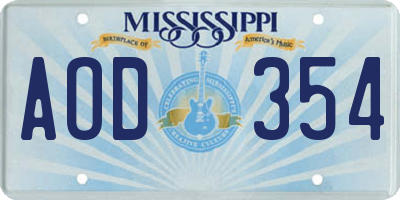 MS license plate AOD354