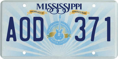 MS license plate AOD371