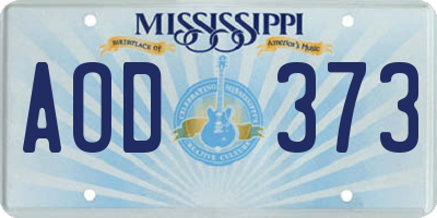 MS license plate AOD373