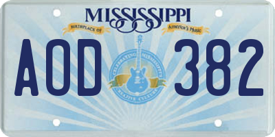 MS license plate AOD382