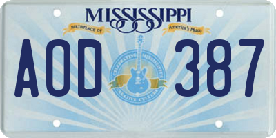 MS license plate AOD387