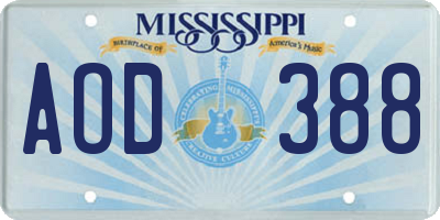 MS license plate AOD388