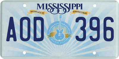 MS license plate AOD396