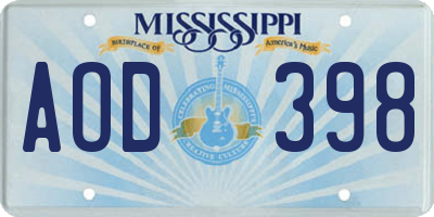 MS license plate AOD398