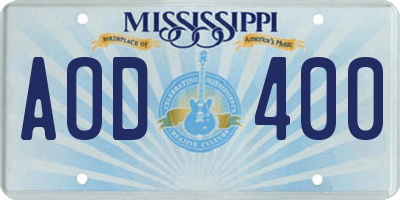 MS license plate AOD400