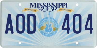 MS license plate AOD404