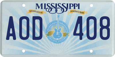 MS license plate AOD408
