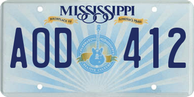 MS license plate AOD412