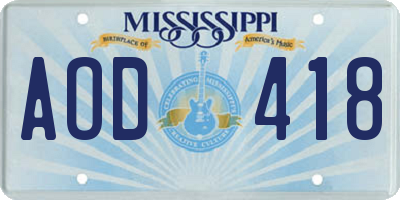 MS license plate AOD418