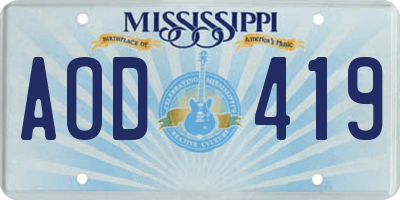MS license plate AOD419