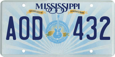 MS license plate AOD432