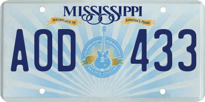 MS license plate AOD433