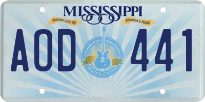 MS license plate AOD441