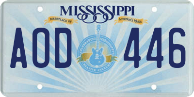 MS license plate AOD446