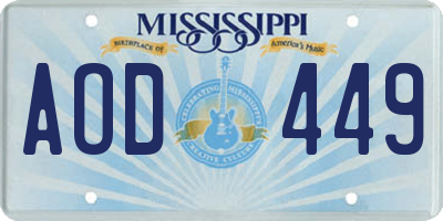 MS license plate AOD449
