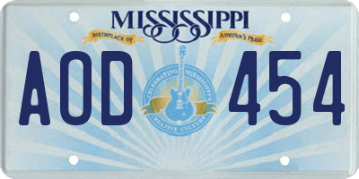 MS license plate AOD454