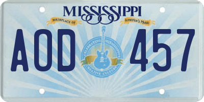 MS license plate AOD457