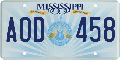 MS license plate AOD458