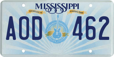 MS license plate AOD462