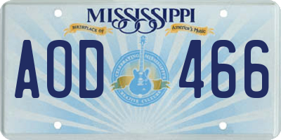 MS license plate AOD466