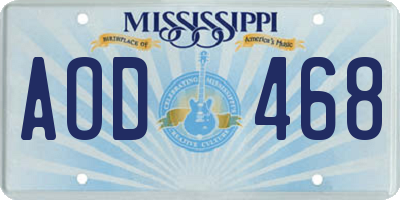 MS license plate AOD468