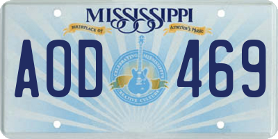 MS license plate AOD469