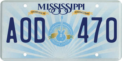 MS license plate AOD470
