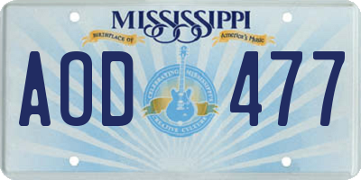 MS license plate AOD477