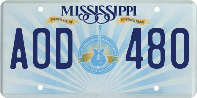 MS license plate AOD480