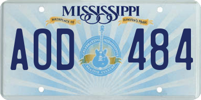 MS license plate AOD484