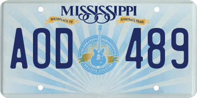 MS license plate AOD489