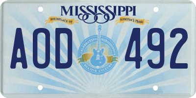 MS license plate AOD492
