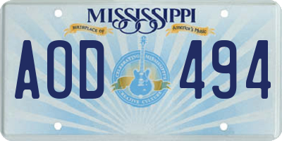 MS license plate AOD494