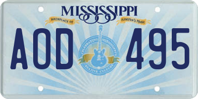 MS license plate AOD495