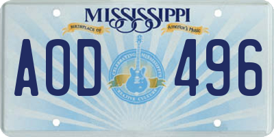 MS license plate AOD496