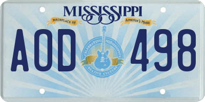 MS license plate AOD498