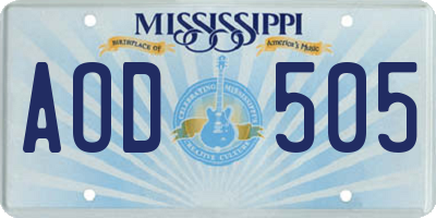 MS license plate AOD505