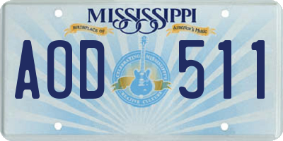 MS license plate AOD511