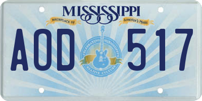 MS license plate AOD517