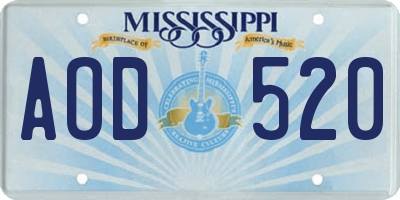 MS license plate AOD520