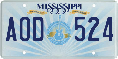 MS license plate AOD524