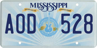 MS license plate AOD528