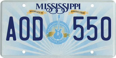 MS license plate AOD550