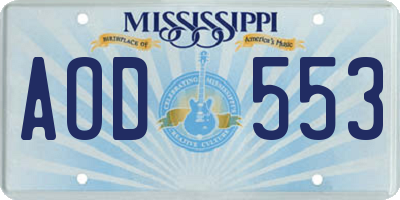 MS license plate AOD553