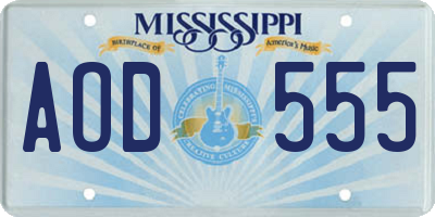 MS license plate AOD555